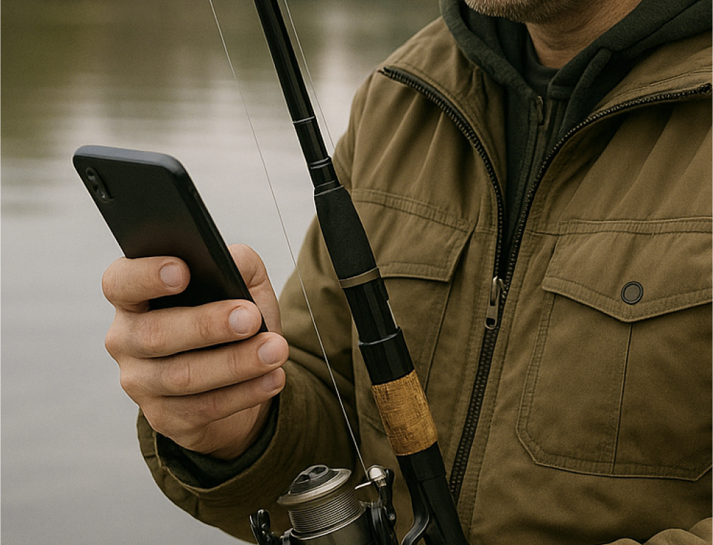 Fisherman using app