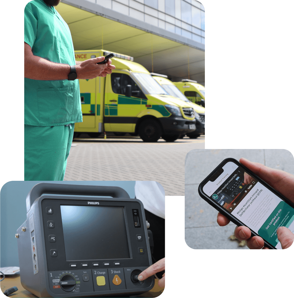 Medical professional using Cardiac Services app and equipment in hospital