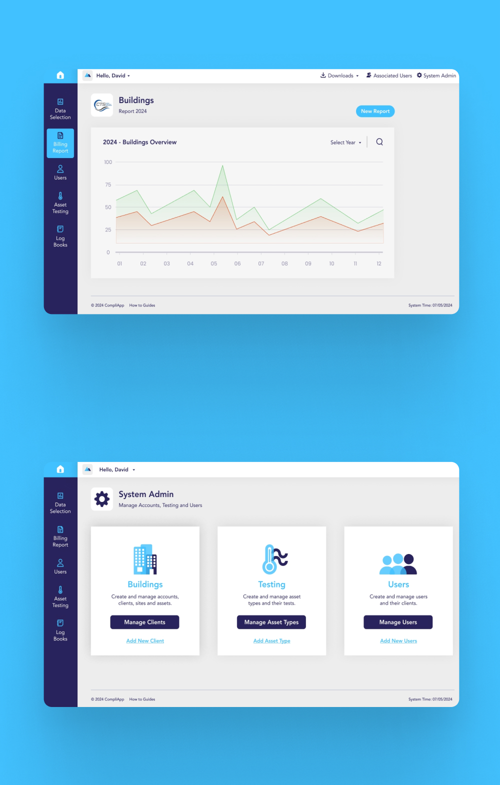 Screens from App/Software